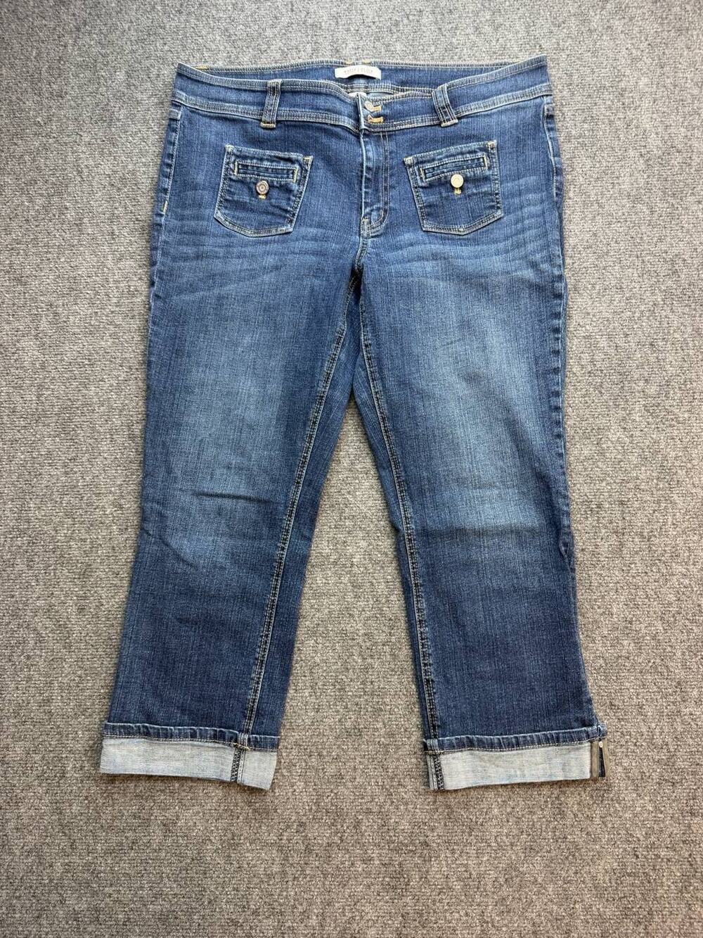 Y2K White House Black Market Capri Jeans Womens Size 14 Cuffed Denim